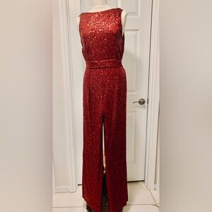 Glamorous Mauve Sequin Sleeveless Jumpsuit, Size XL, NWT